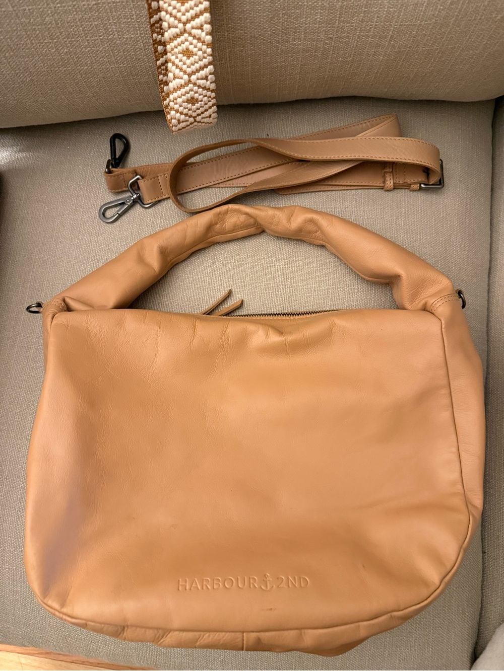 Harbour 2nd Soft Tan Leather Shoulder Bag with Removable Cross Body Strap
